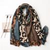 Korean Coffee Tone Leopard Print Scarf for Women - Spring to Winter Brown Shawl
