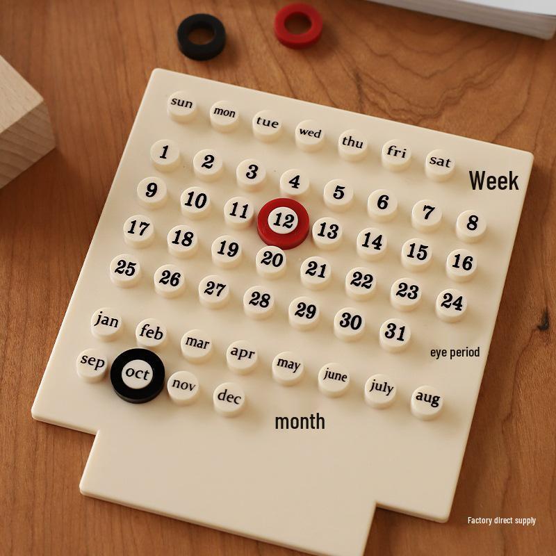 2025 Ins Circle Cream Ring Toss Perpetual Wooden Desk Calendar