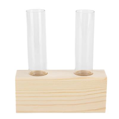 Vaso per Piante da Provetta Semplice Vaso in Vetro a Tubo Decorazione Struttura in Legno Contenitore per Piante Idroponiche Casa