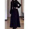 Autumn/Winter 2024 Women's French Hepburn Style Black Knit Dress - Mid-Length, Small Waist Trend