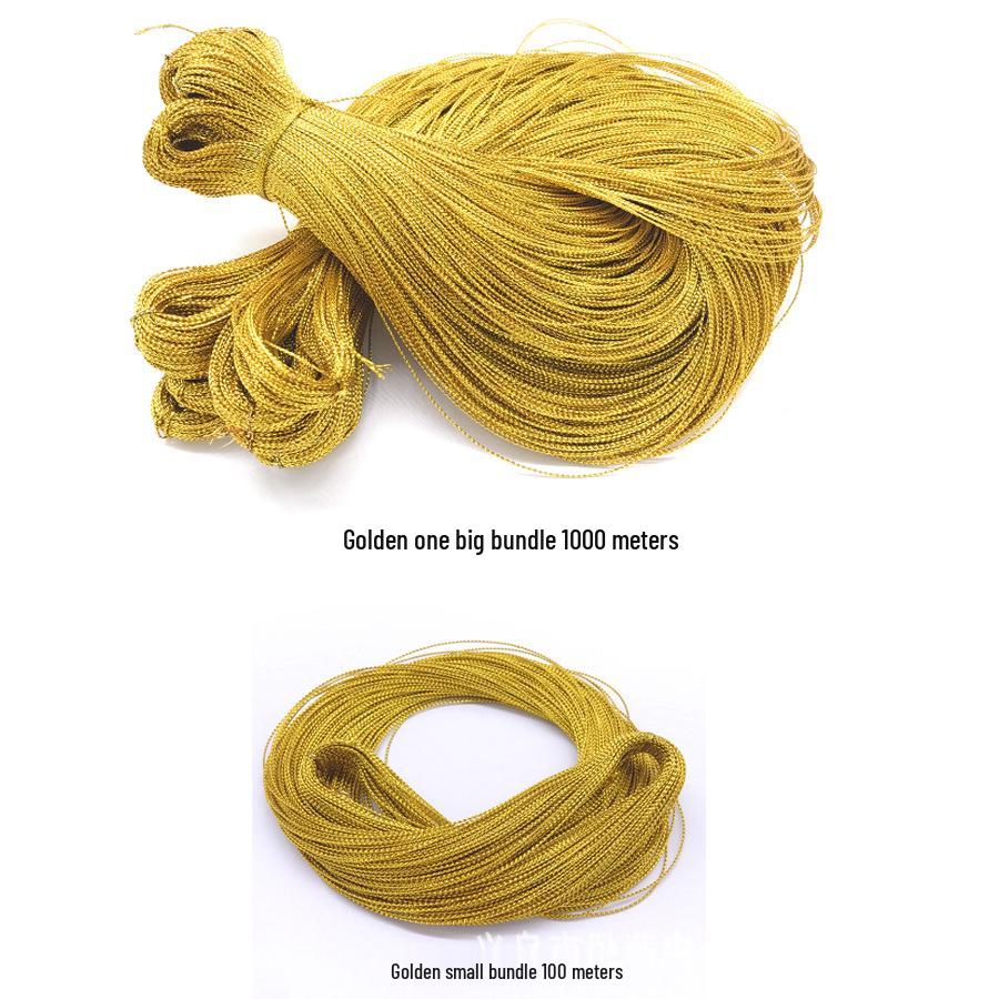 Zlatá a stříbrná nepružná šňůra na balení šperků: 8-vláknový, bez jádra, 1mm/2mm pro vánoční visačky