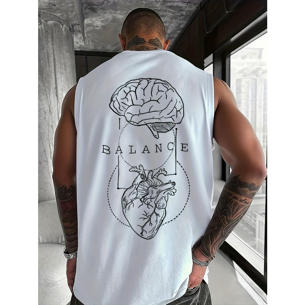 Men s Lightweight Breathable Casual Sports Vest Sleeveless Round Neck 3D Printed Patterns Fashion Top S