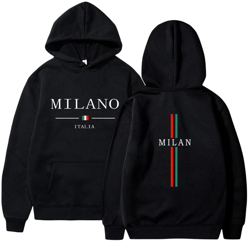Womens Hoodies Sweatshirt Milan Print Pullover Casual Jogging High Quality Mens Clothing Daily Versatile Tracksuit Y2k Tops