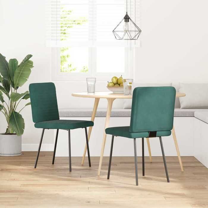 VidaXL Dining Chairs Set of 2 Dark Green Velvet 4101135