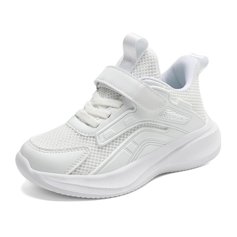 Children s sports shoes Girls 2025 spring and autumn breathable mesh white shoes fashion boys running shoes 28 белый