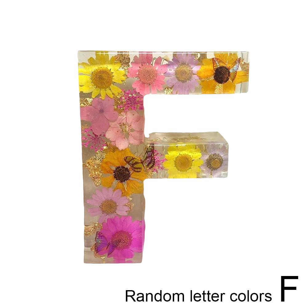 Floral Letter Night Light Alphabet Letter LED Lights Luminous Number Lamp Decorative Resin Lamp With Initial Letter & Dry Flower