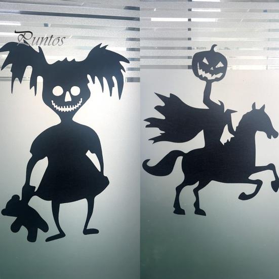 Halloween Wall Decals Skeleton Hand Pumpkin Felt Decals, Spooky Cutout Stickers, Horror Party Decorations Self Adhesive Seasonal Art for Door