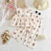 Girls Summer Floral Camisole And Wide Leg Pants Set Casual Comfortable Two Piece Outfit For Kids