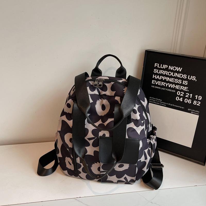 Casual Dual-Purpose Backpack New National Style Flower Shoulder Messenger Bag High Value Trend Large Capacity Commuter Bag Women