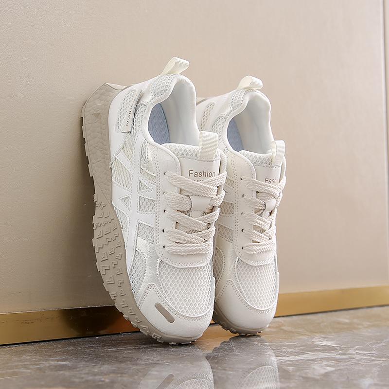 

Casual Breathable Mesh Upgraded Thick Bottom Heightening Commuting Summer New Fashion Sports Shoes Women s Comfortable Sneakers 35 бежевый