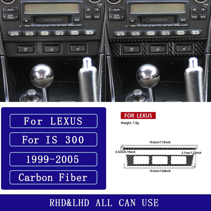 For Lexus IS IS300 1999-2005 Carbon Fiber Central Seat Heating Control Panel Cover Car Accessories Interior Decorative Stickers