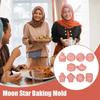 10 Pcs Eid Mubarak Cookie Cutters Food Grade Materials Moon Star Pressable Biscuits Mold Cookie Stamp Kitchen Baking Tool