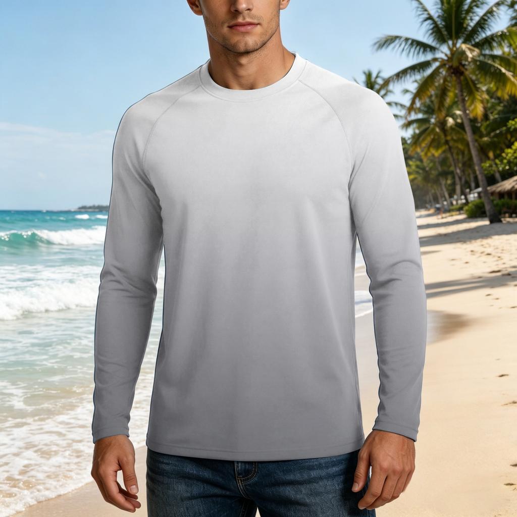 Herren Langarm UPF50+ Sonnenschutzshirt Leicht Atmungsaktiv Schnelltrocknend Outdoor Freizeit Oberteil für Sommeraktivitäten