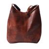 PU Leather Shoulder Bag Women Fashionable Elegant Large Capacity Zipper Handbag with Magnetic Snap Brown Free Size