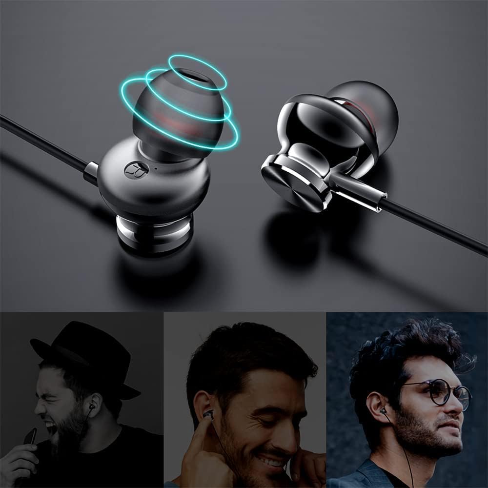 2m Kablede Øretelefoner med Mikrofon Magnetisk Design Støyreduserende Stereo Øretelefoner Skjøteledning Hodetelefoner Kompatible med Alle Grensesnittsenheter
