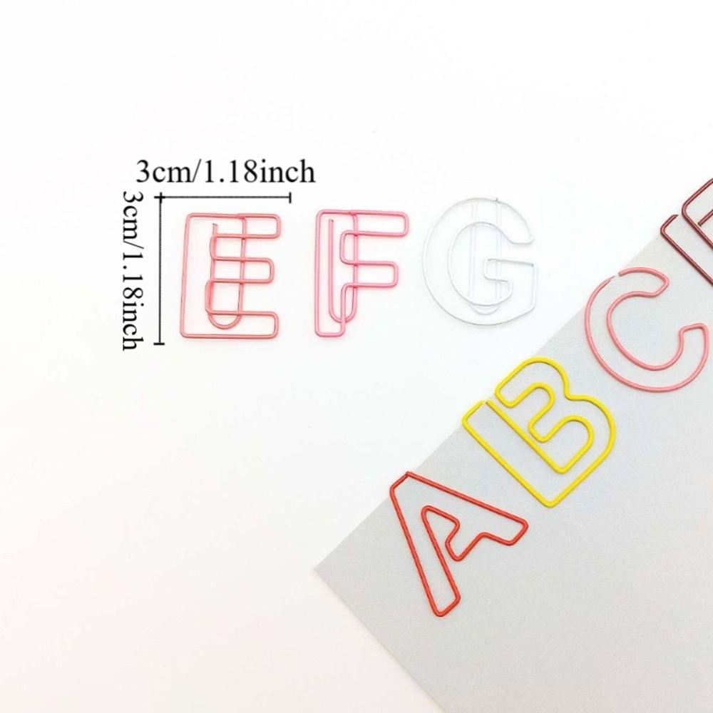 26pcs Hollow Letter Paper Clips Bookmark Photo Tickets Holder Colorful Paper Clamps  School