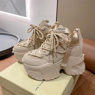 Nouvelles grosses baskets pour femmes augmentation interne en cuir décontracté blanc dames chaussures formateur plate-forme Sneaker femmes Zapatillas Mujer