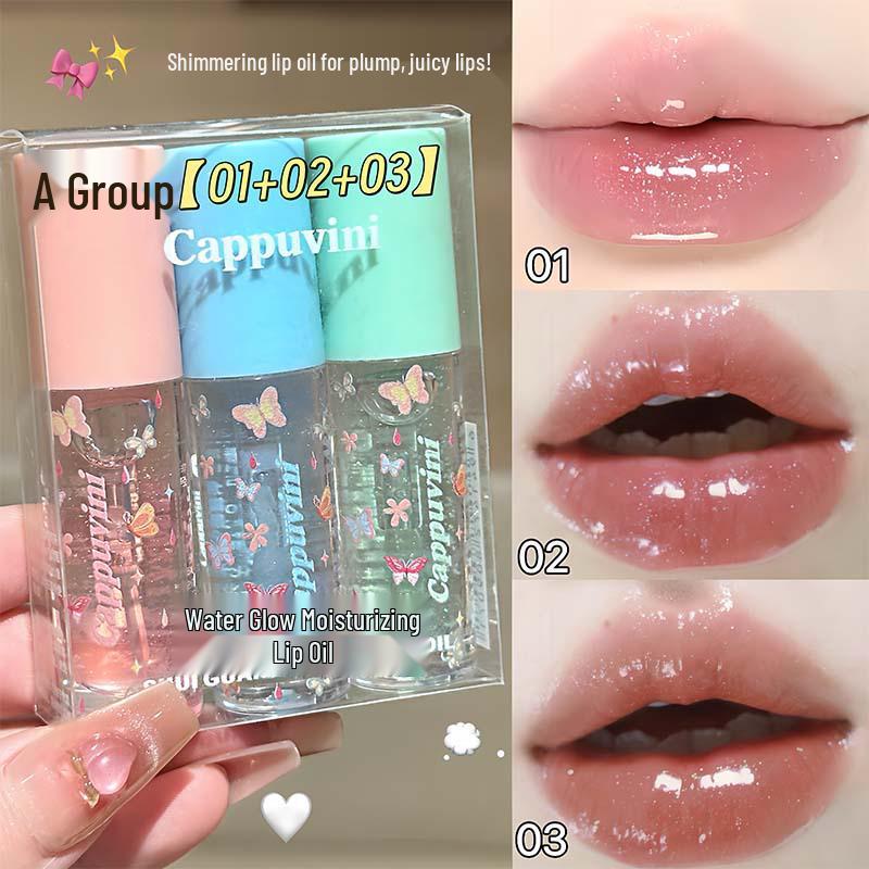 CAPPVINI Water-Glow Lip Oil Set: Hydrating & Softening Lip Care for Students