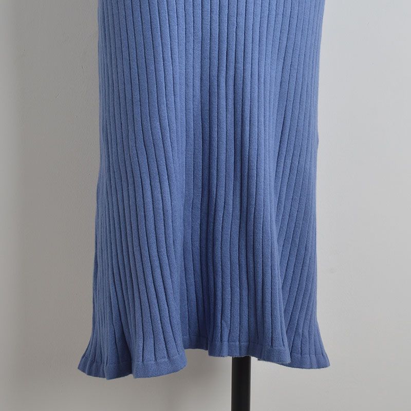 Foreign Trade Simple Color Simple Round Neck Strapless Sleeveless Knitted Dress Women Clothes Spring and Summer Waist Hugging Slimming Vest Long Dress