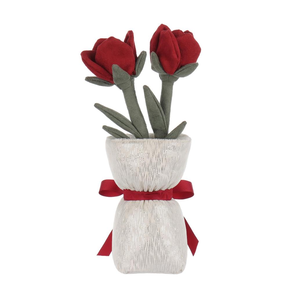 Apricot Lamb Rose Vase Children's Plush Animal, Soft and Cute Stuffed Animal for Babies and Boys, Plush Rose Vase 30cm