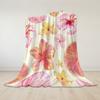 Tropical Hibiscus Shell Citrus Flannel Blanket Warm Soft Halloween Christmas Couch Warm Cozy Decorative Decor for All Season