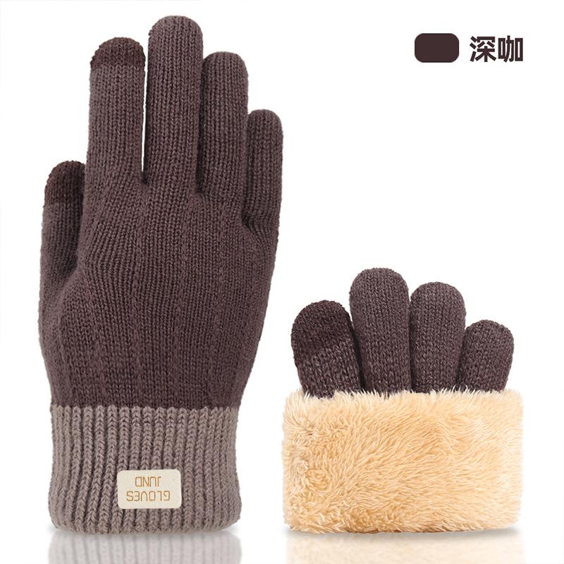 New warm and cold touch screen gloves thickened and velvet women's winter knitted gloves to keep out the cold
