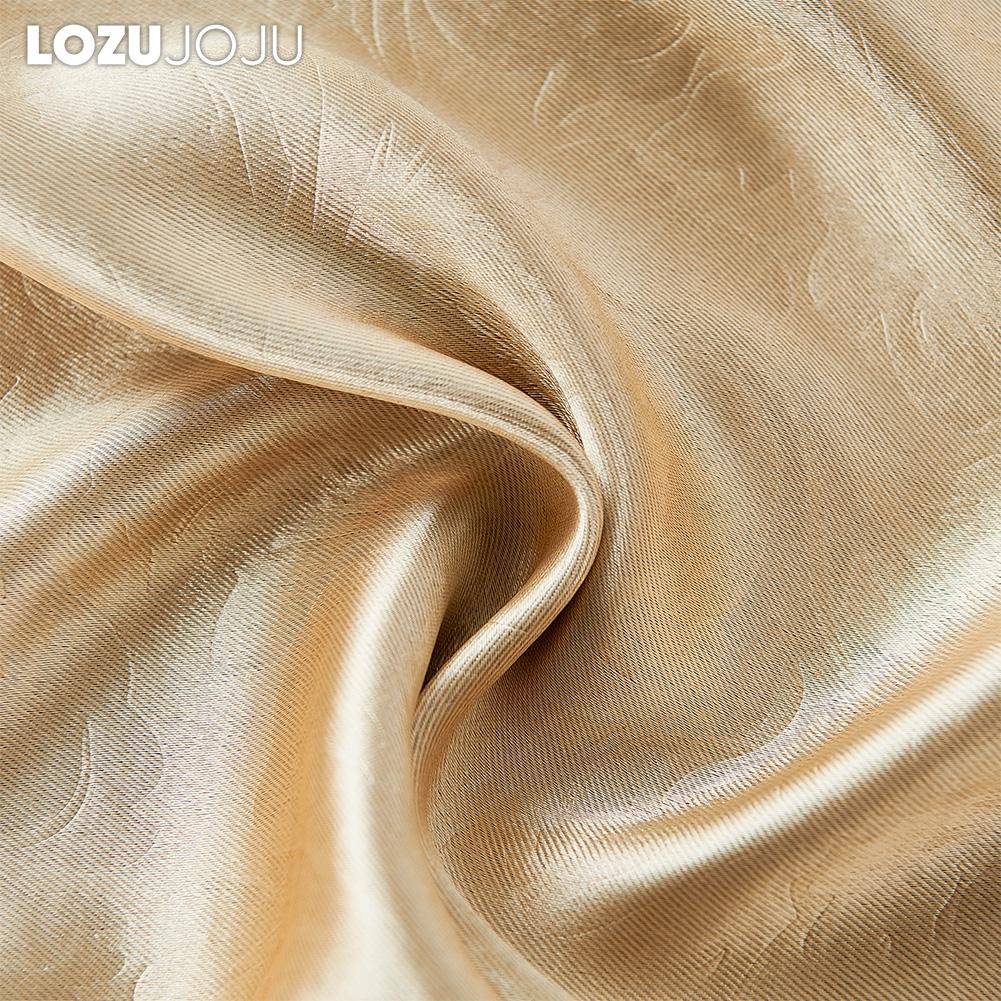 1 ks LOZUJOJU Evropský luxusní zatemňovací zlaté jednobarevné zatemňovací a žakárové průsvitné dvouvrstvé závěsy do ložnice, obývacího pokoje, domácí dekorace