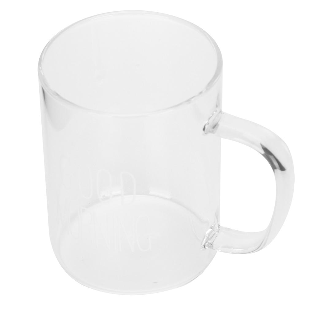 350ML Transparent Milk Coffee Mug with Handle Glass Water Cup Drinkware Kitchen UtensilWhite Letter