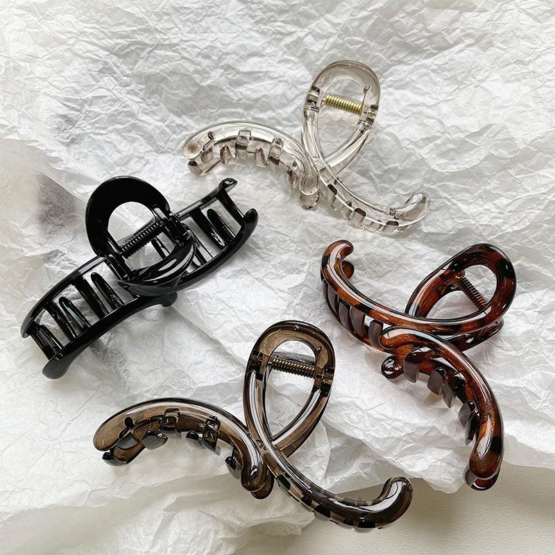 Clips de păr acrilic mare ondulat la modă pentru femei, coreean, culoare jeleu, acetat, geometric, cruce, accesorii de păr