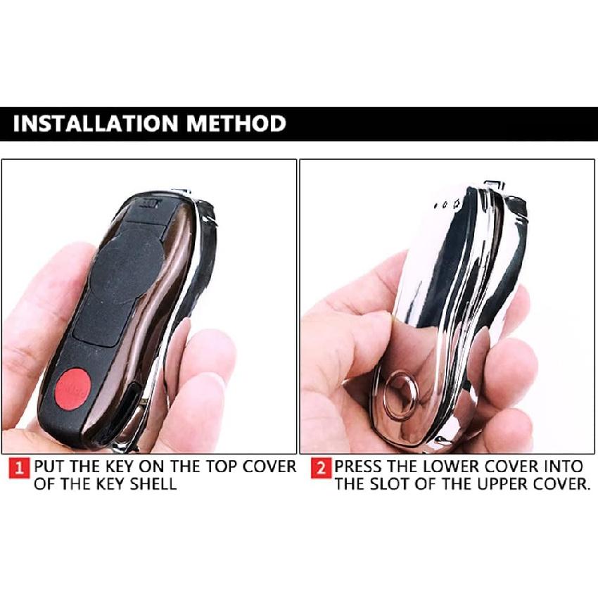 HIBEYO TPU Car Key Fob Cover with Keychain Fits for Porsche Macan Cayenne Panamera Boxster Cayman Carrera Turbo 718 911 918 Car Key Case Cover Smart