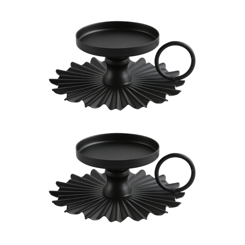 

2 шт. Подсвечник в форме веера, кованое железо, держатель для конических свечей для свадебной вечеринки чёрный