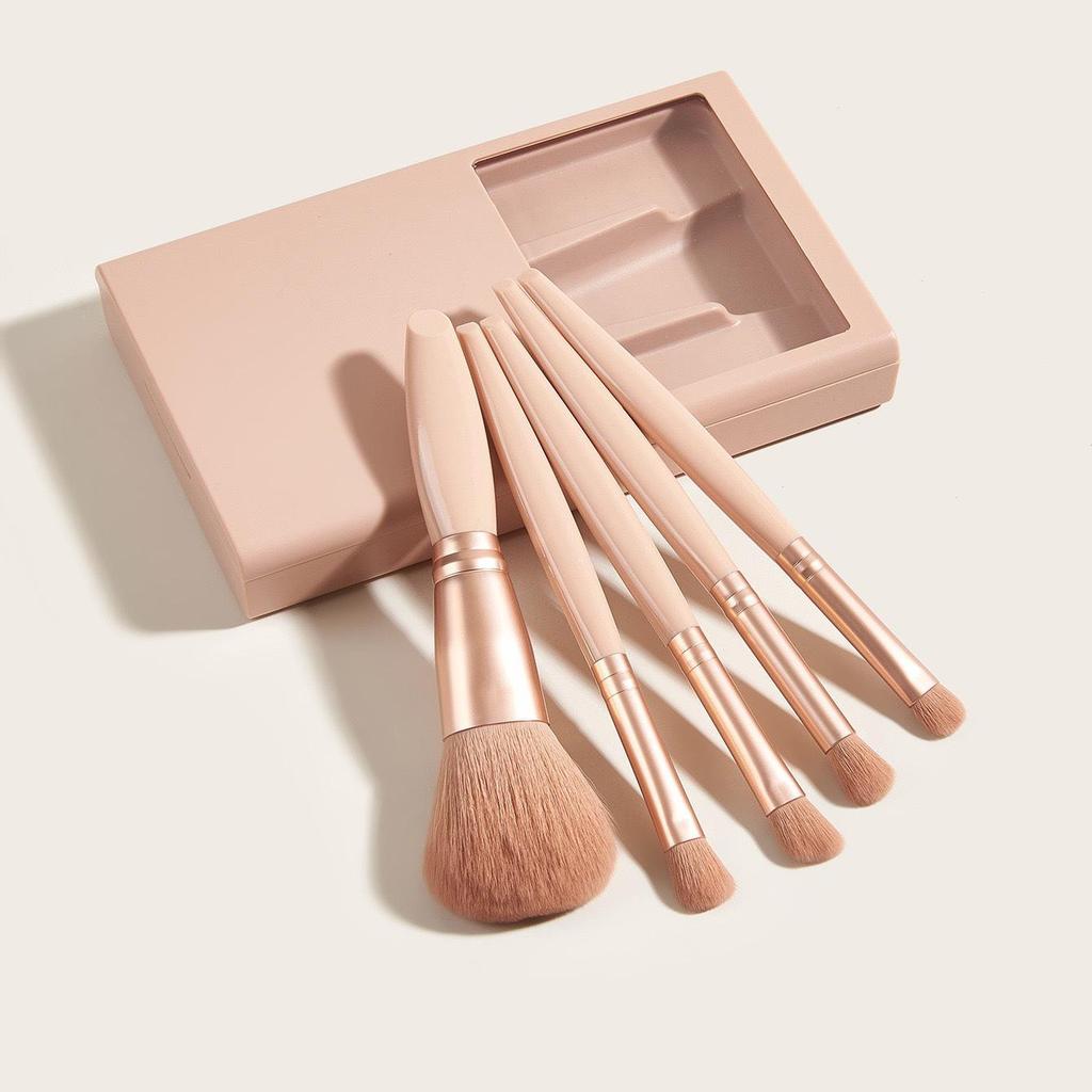 Morandi 5-Piece Eye Makeup Brush Set with Window and Mirror – Soft, Portable & Affordable.