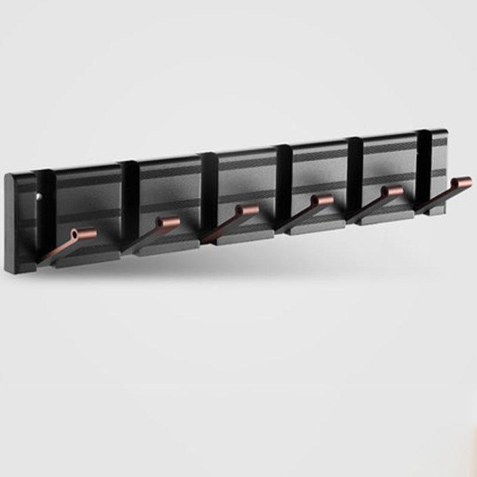 Invisible Folding Wall Hook Black Sliver Gold Aluminum Hallway Bathroom Lavatory Door Clothes Towel Storage  1 2 3 4 5 6 Hooks