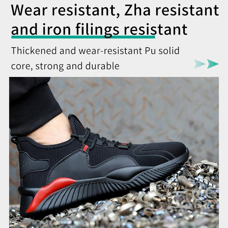 Fashion Work Men Safety Shoes Indestructible Steel Toe Shoes Puncture-Proof Anti-Smash Boots Protective Safety Boots Breathable Sneakers