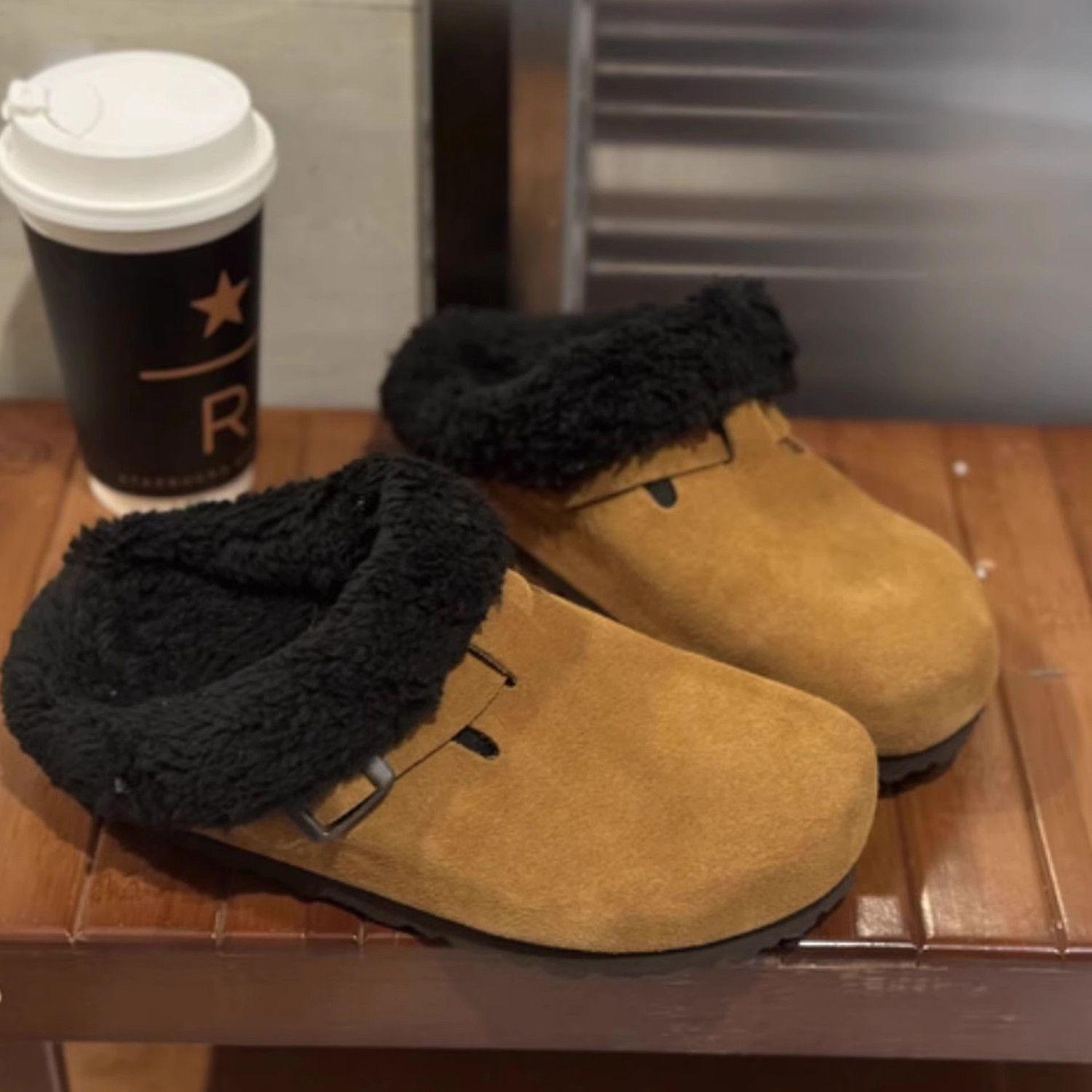 

Зимние чехлы для обуви Birkenstock с флисовой подкладкой: Теплые, Толстые, Универсальные, Моющиеся и Короткошерстные Тапочки. 44-45 чёрный