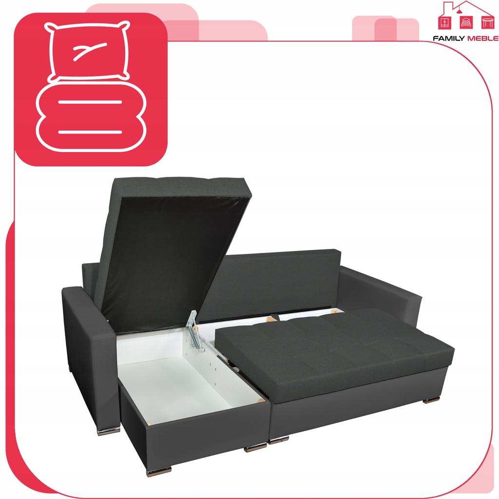 Figo Corner Sofa Bed with Sleeping Function, Corner Sofa, Family Furniture, Gray-gray