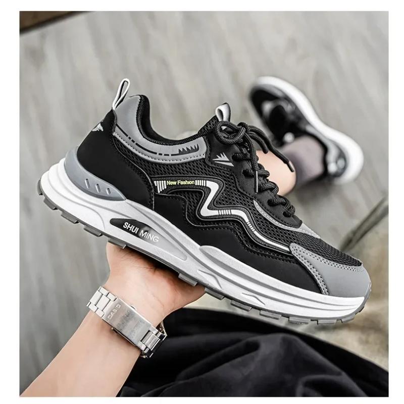 Herren Casual Laufschuhe Weiche Sohle Trendig Geschnürt Reise Sport Niedrig Hilfe Atmungsaktiv Aufgewertetes PU Herrenschuhe Sneaker Herren