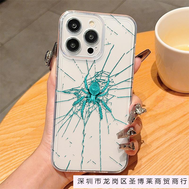 Spider Web for Apple 16/15/14/13 mobile phone case iPhone12/11PROMAX transparent protective case