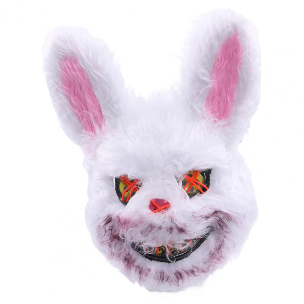 Face Cushion Spooky Throw Pillow Halloween Face Cushion with Light-up Furry Prop for Rave Parties Spooky Bear Rabbit Costume
