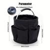 Large Black Folding Storage Organizer Bag with Handle, Multi-Pocket Picnic Tote, Outdoor Cleaning Caddy