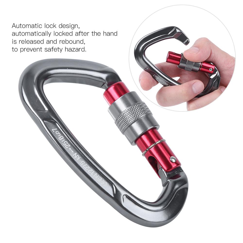 Outdoor Aluminium Alloy D Lock Hammock Backpack Cable   Rock Climbing Carabiner