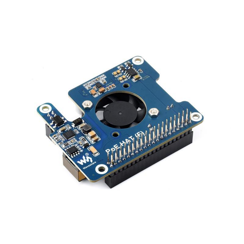 Raspberry Pi 5 PoE Ethernet Power Expansion Board with Fan Heatsink, 802.3af/at, 5/12V.
