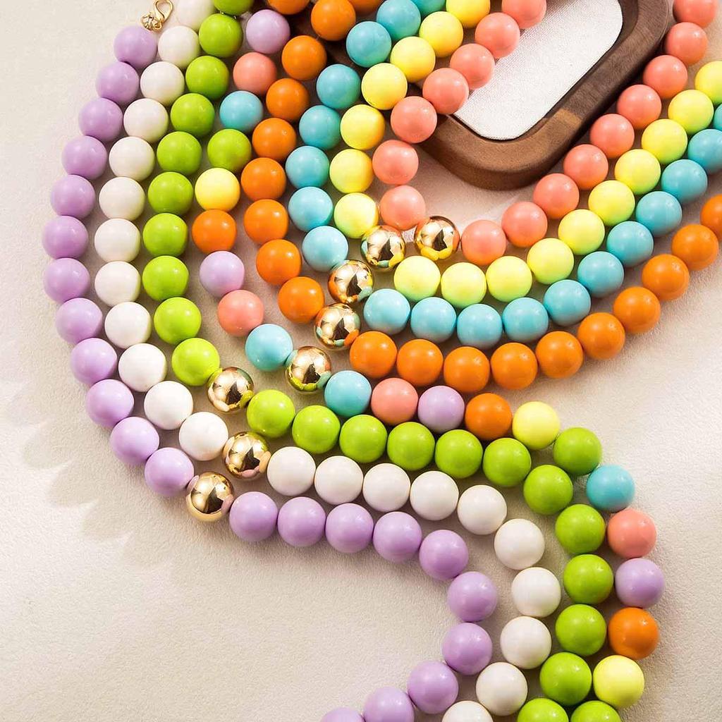 N13167 Colorful Beaded Necklace: Cute Bohemian Handmade Clavicle Chain