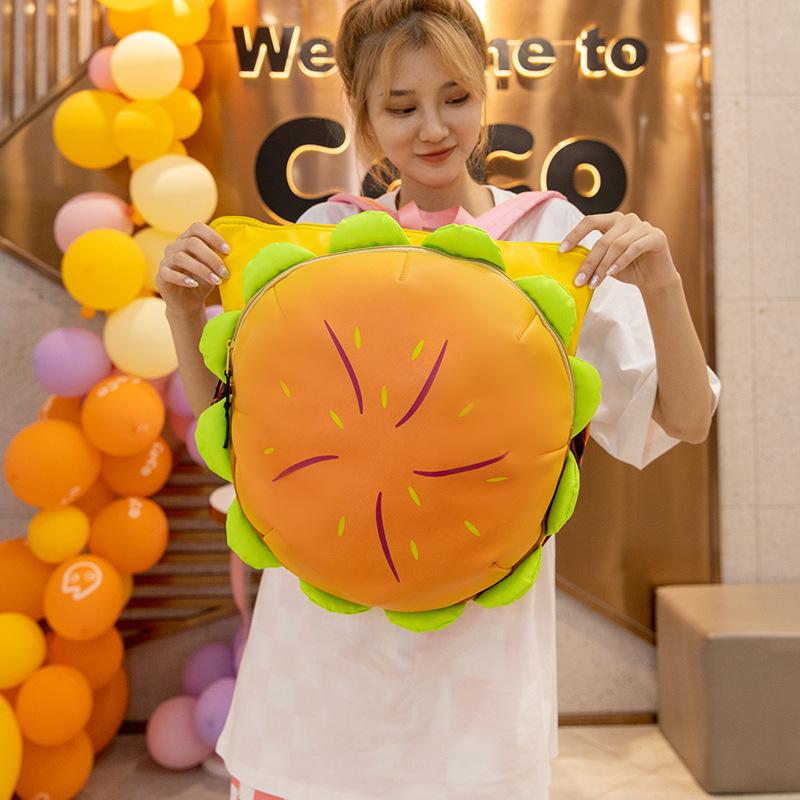 2025 Winter New Strange Personality Backpack Fashion Hamburger Style Schoolbag Niche Design Hamburger Backpack Large Capacity