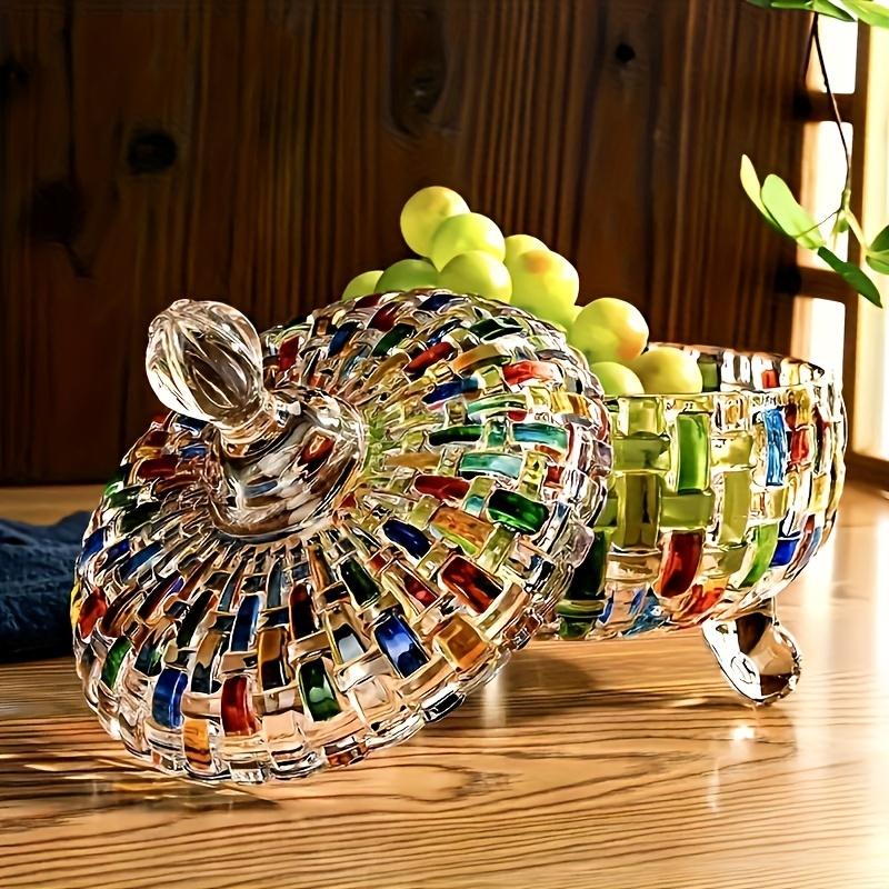 1pc Glass Candy Jar, Plaid Lid - Christmas Decor, Office Snack Storage, Easy Clean Gift. Stylish & Durable.