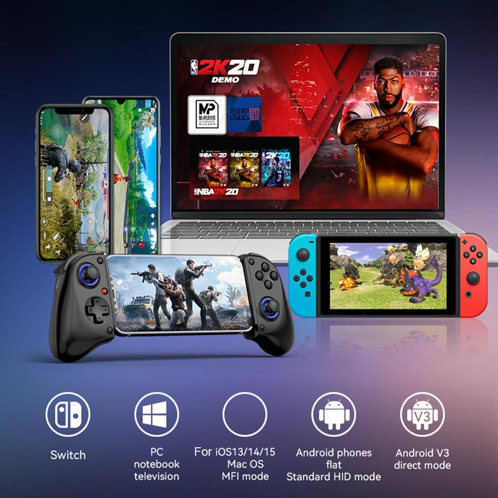 D11S Mobile Phone Gamepad Hall Trigger BT 5.2 Extendable Gaming Controller Support Turbo/Dual Vibration for Android/SWITCH/IOS