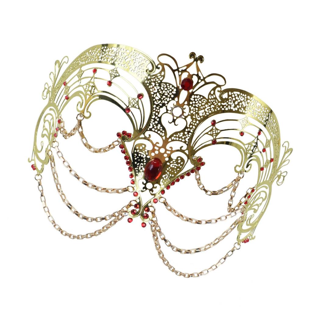 Metal Tassels Masquerade Mask with Rhinestones Masquerade Costume Accessories For Women Wedding Halloween Masquerade