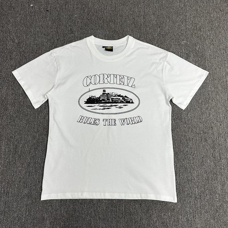 Corteiz Alcatraz Series T-shirt Short-sleeved Letter Logo Printed Men's and Women's Double Yarn Fashion Casual Short-sleeved Tide