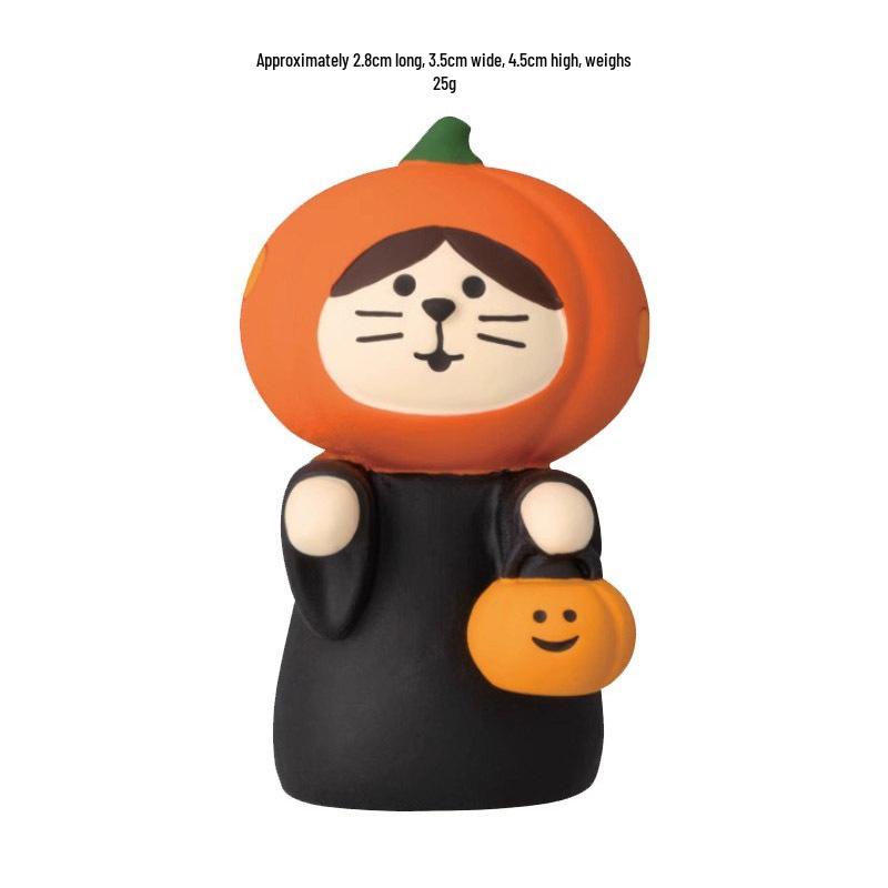 Japanese Cat Halloween Resin Ornaments – Handmade DIY Trendy Toy Figures