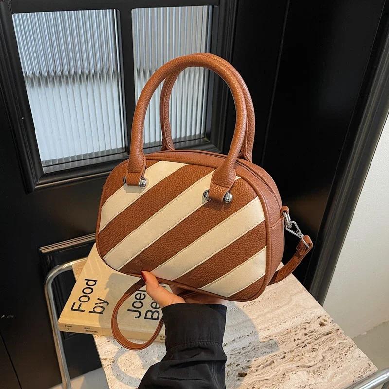 Small Design Bag for Women New Color Contrast Striped Single Shoulder Crossbody Small Square Bag